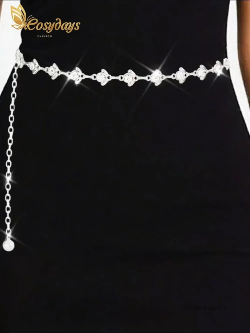 Rhinestone Waist Chain Belt Sparkly Adjustable Dress Belt Women Bling Jewelry